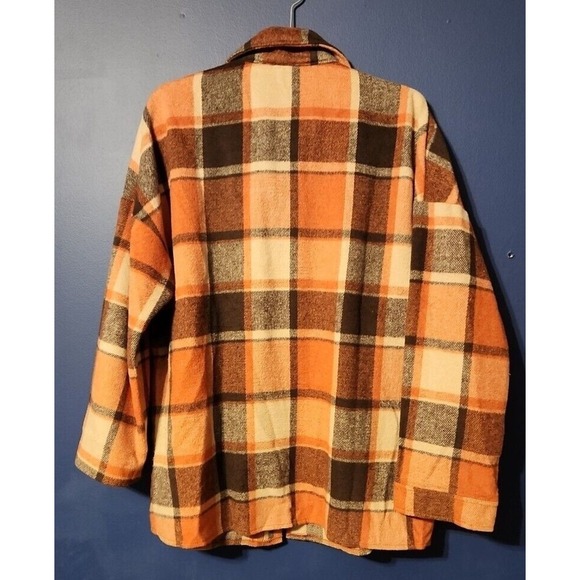 Womens ‎ Long Sleeve Plaid Browns Shaket Jacket Button Down Oversized Sz XL - Picture 9 of 9